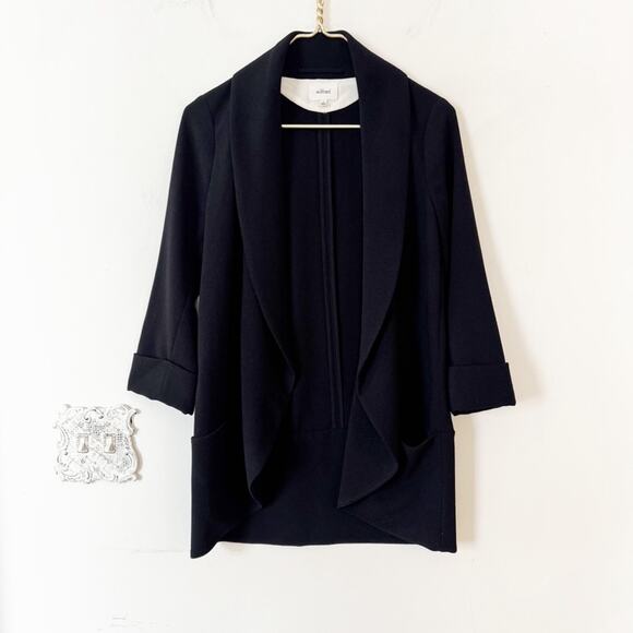 Aritzia Wilfred Chevalier Black Crepe open Front Blazer 4 - Picture 6 of 11